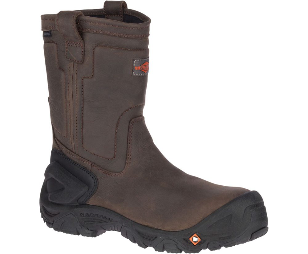 Merrell Vandrestøvler Herre - Strongfield Læder Pull On Waterproof Comp Toe - Brune - XZP305684